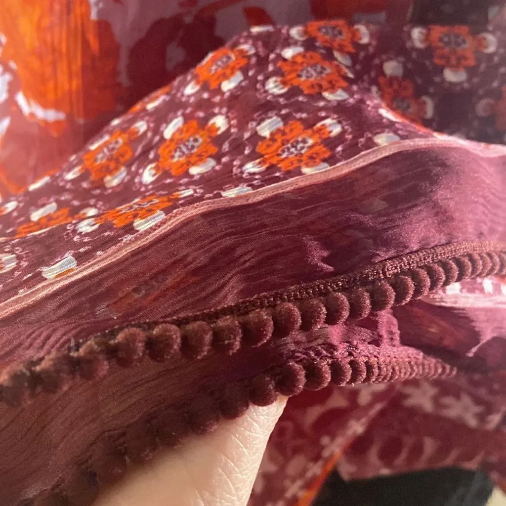 Maroon And Lilac Floral Infinity Scarf